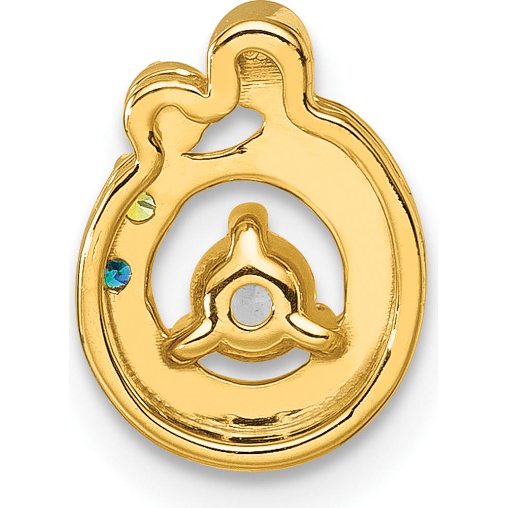 14K Yellow Gold Mother-Child Pendant with Diamond and Two Birthstones - Customizable Semi-Mount Design by Oro Pregiato