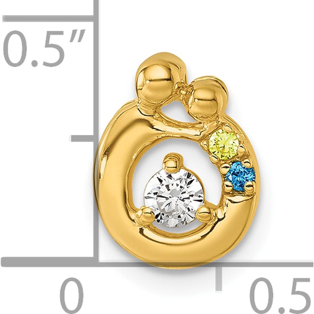 14K Yellow Gold Mother-Child Pendant with Diamond and Two Birthstones - Customizable Semi-Mount Design by Oro Pregiato