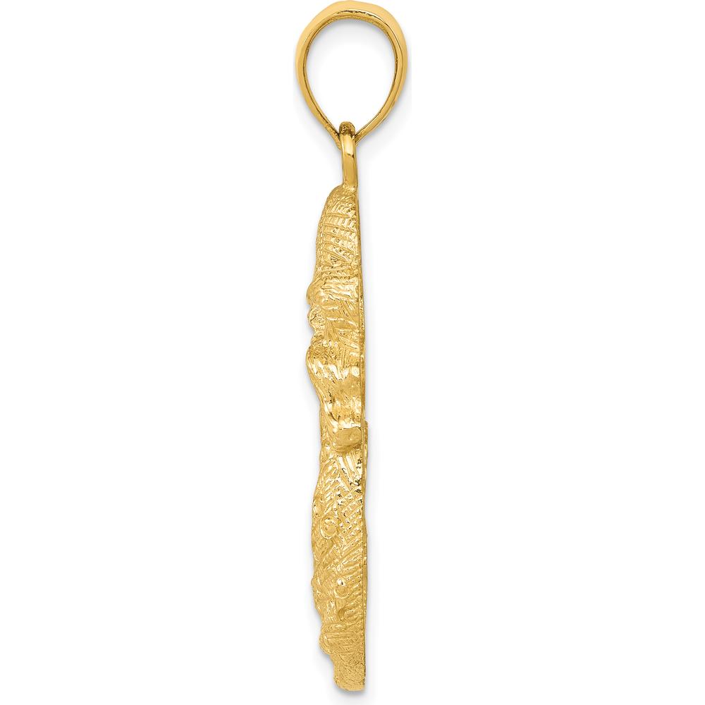 14K Yellow Gold Mother Holding Child Pendant - Solid Satin and Polished Finish by Oro Pregiato