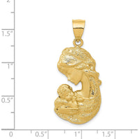 14K Yellow Gold Mother Holding Child Pendant - Solid Satin and Polished Finish by Oro Pregiato