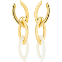 14K Yellow Gold Mother of Pearl Drop Earrings - Italian Craftsmanship