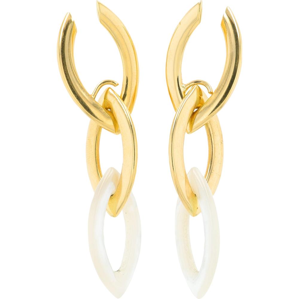 14K Yellow Gold Mother of Pearl Drop Earrings - Italian Craftsmanship
