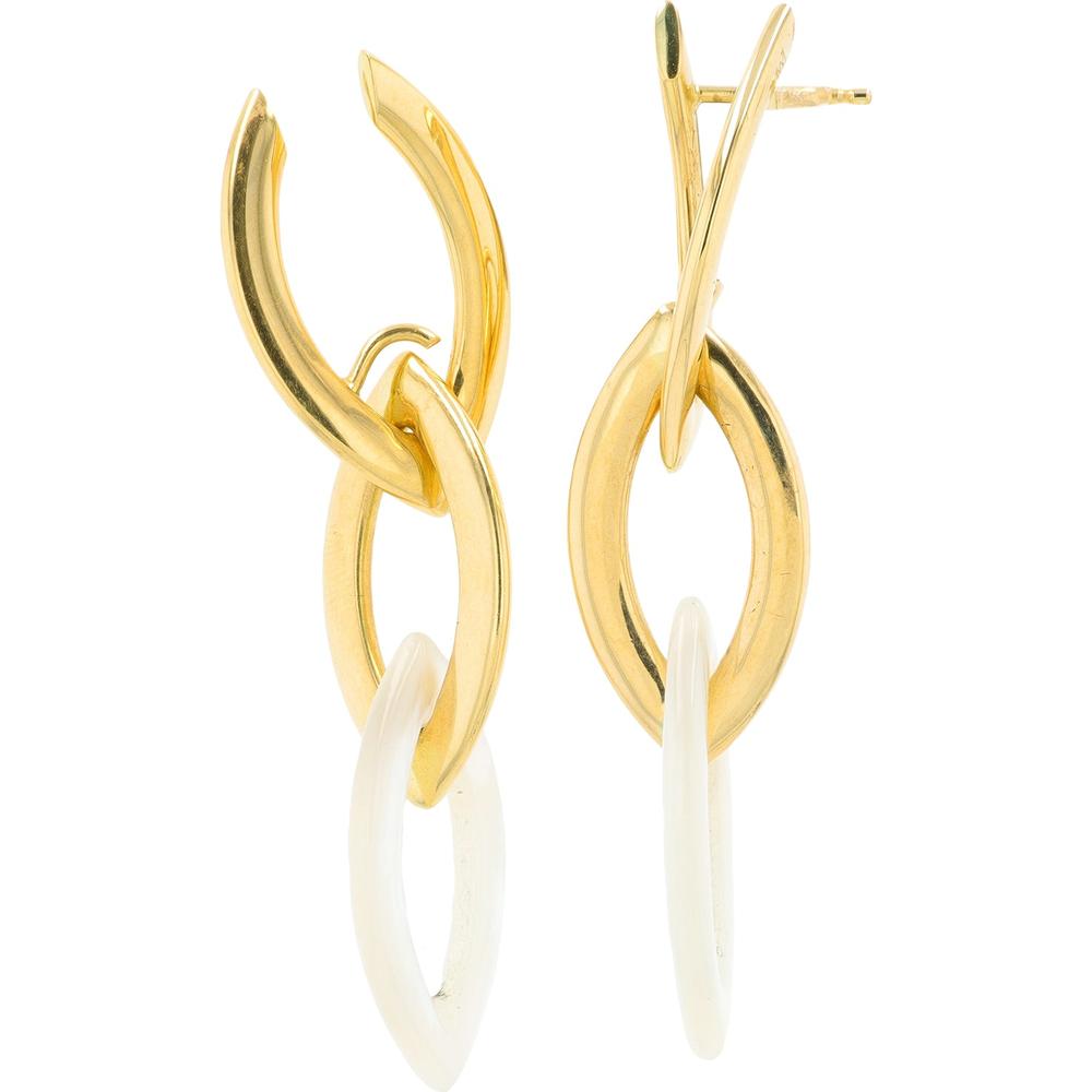 14K Yellow Gold Mother of Pearl Drop Earrings - Italian Craftsmanship
