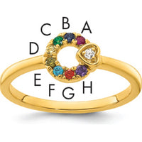 14K Yellow Gold Mother's Circle Ring with Diamond Heart and 8 Prong-Set Birthstones - Semi-Mount by 0