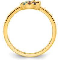 14K Yellow Gold Mother's Circle Ring with Diamond Heart and 8 Prong-Set Birthstones - Semi-Mount by 0