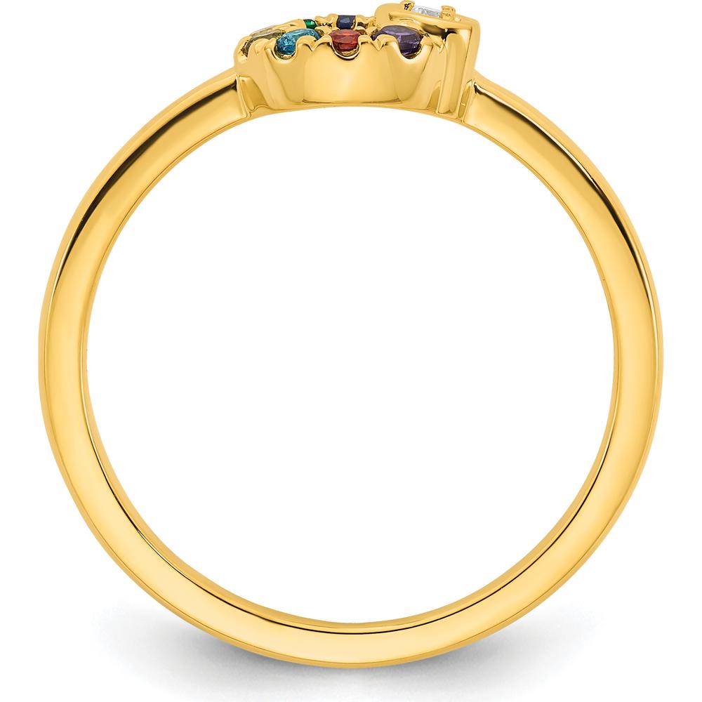14K Yellow Gold Mother's Circle Ring with Diamond Heart and 8 Prong-Set Birthstones - Semi-Mount by 0