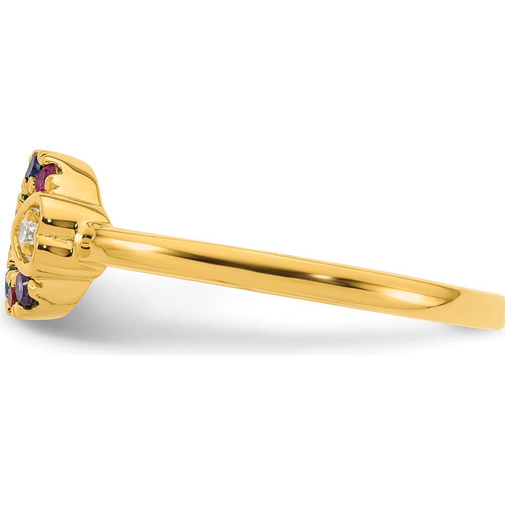 14K Yellow Gold Mother's Circle Ring with Diamond Heart and 8 Prong-Set Birthstones - Semi-Mount by 0