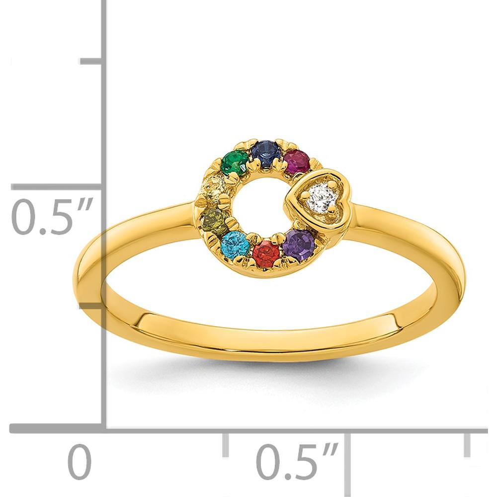 14K Yellow Gold Mother's Circle Ring with Diamond Heart and 8 Prong-Set Birthstones - Semi-Mount by 0