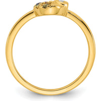 14K Yellow Gold Mother's Circle Ring with Diamond Heart and Five Birthstones by 0