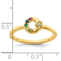 14K Yellow Gold Mother's Circle Ring with Diamond Heart and Five Birthstones by 0
