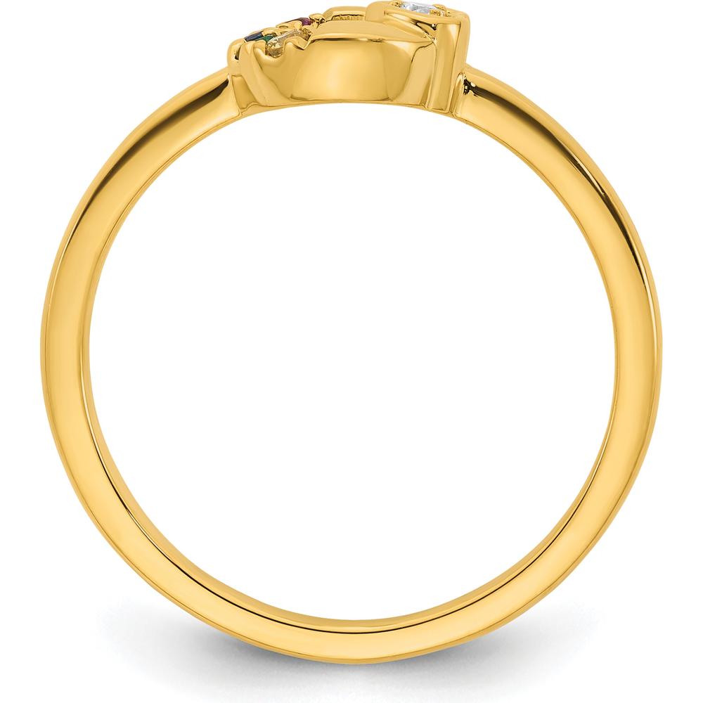 14K Yellow Gold Mother's Circle Ring with Diamond Heart and Four Round-Cut Birthstones - Custom Gemstone Arrangement by 0