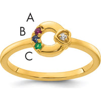 14K Yellow Gold Mother's Circle Ring with Diamond Heart and Multicolor Birthstones by 0