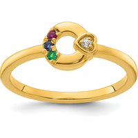 14K Yellow Gold Mother's Circle Ring with Diamond Heart and Multicolor Birthstones by 0