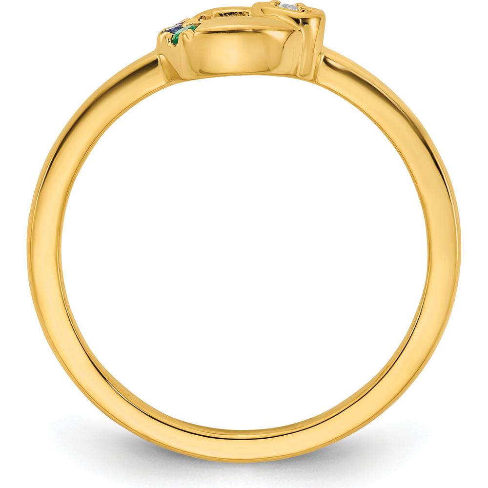 14K Yellow Gold Mother's Circle Ring with Diamond Heart and Multicolor Birthstones by 0