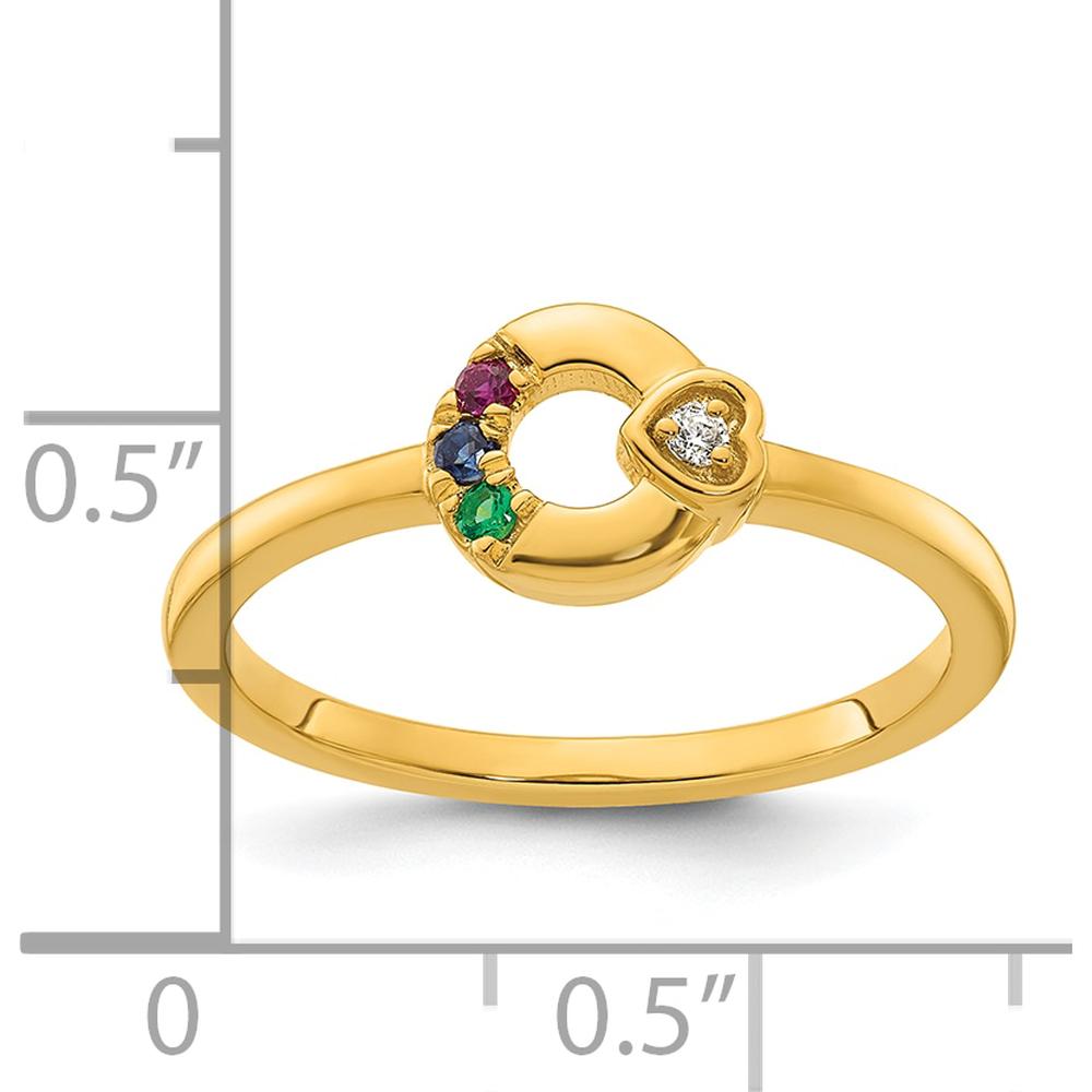 14K Yellow Gold Mother's Circle Ring with Diamond Heart and Multicolor Birthstones by 0
