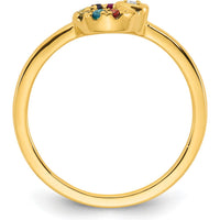 14K Yellow Gold Mother's Circle Ring with Diamond Heart and Seven Round Birthstones - Fine Jewelry by 0