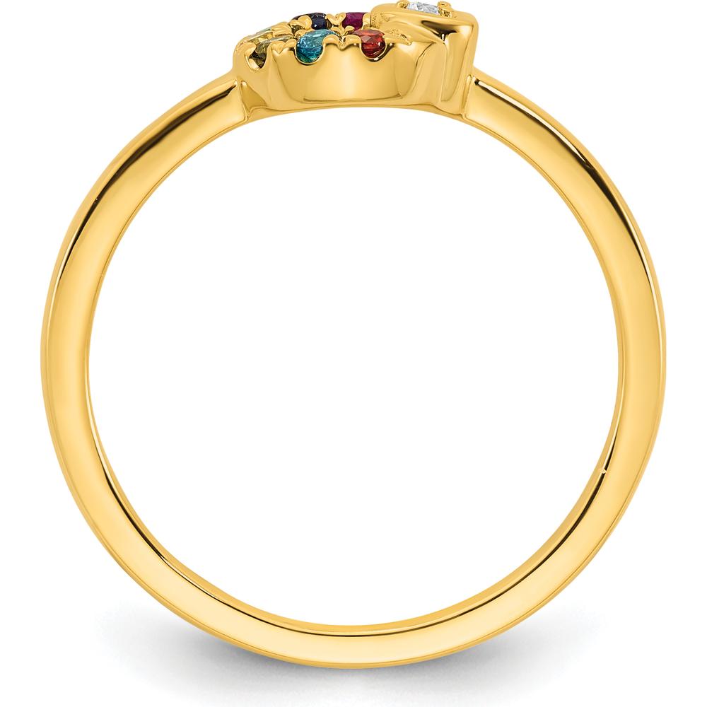 14K Yellow Gold Mother's Circle Ring with Diamond Heart and Seven Round Birthstones - Fine Jewelry by 0