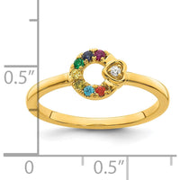 14K Yellow Gold Mother's Circle Ring with Diamond Heart and Seven Round Birthstones - Fine Jewelry by 0