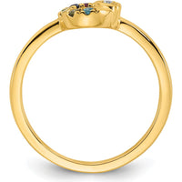 14K Yellow Gold Mother's Circle Ring with Round Diamond Heart and Six Birthstones by 0
