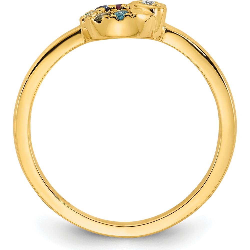 14K Yellow Gold Mother's Circle Ring with Round Diamond Heart and Six Birthstones by 0