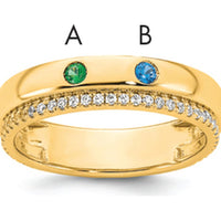 14K Yellow Gold Mother's Ring with 2 Birthstones and Diamond Accents - Custom Birthstone Jewelry for Her by Oro Pregiato