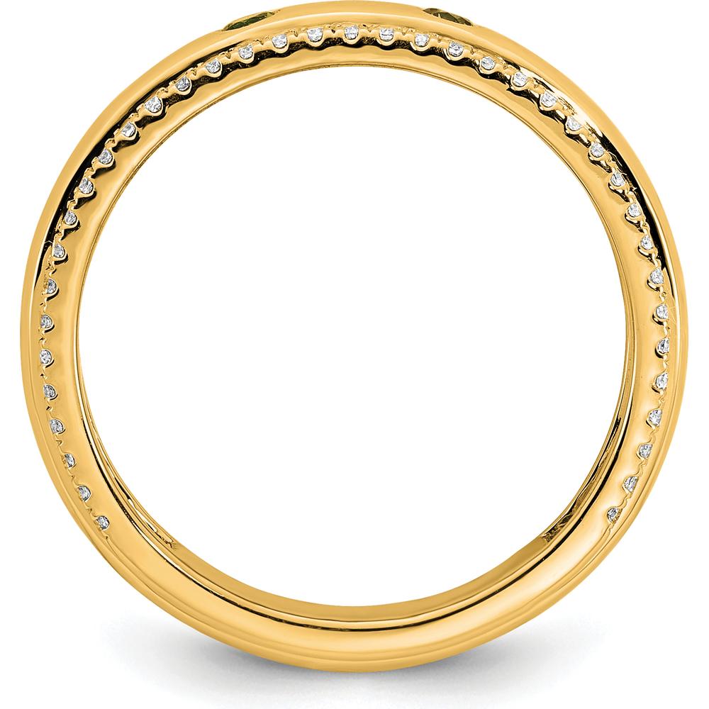 14K Yellow Gold Mother's Ring with 2 Birthstones and Diamond Accents - Custom Birthstone Jewelry for Her by Oro Pregiato