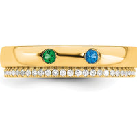 14K Yellow Gold Mother's Ring with 2 Birthstones and Diamond Accents - Custom Birthstone Jewelry for Her by Oro Pregiato