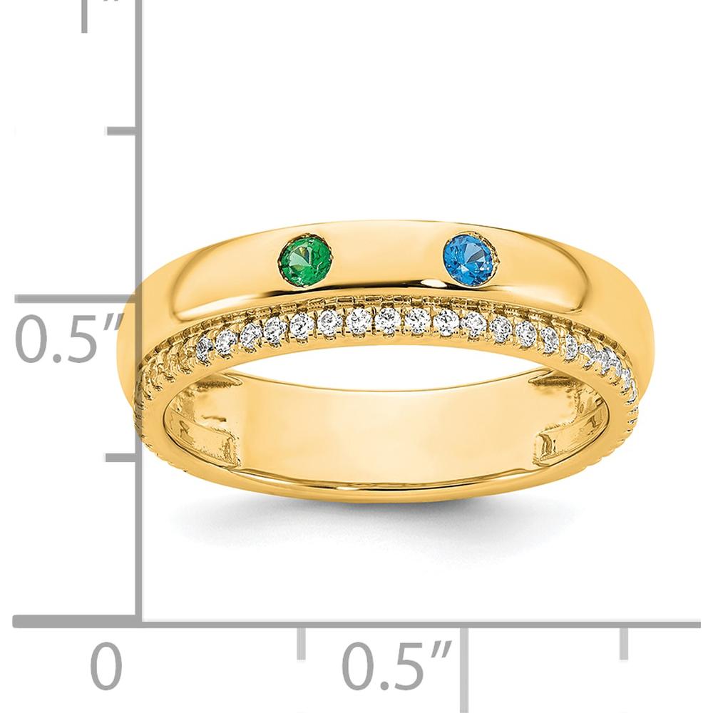 14K Yellow Gold Mother's Ring with 2 Birthstones and Diamond Accents - Custom Birthstone Jewelry for Her by Oro Pregiato