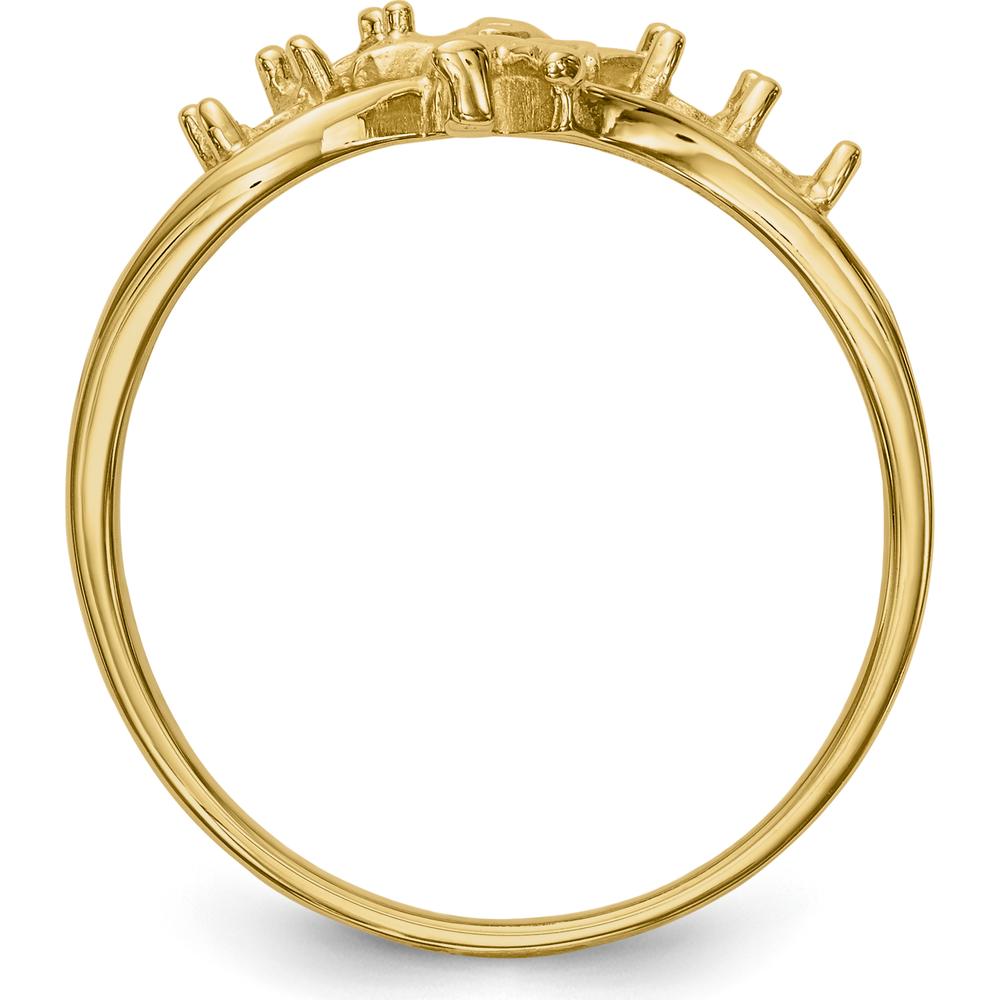 14K Yellow Gold Mother's Ring with Angel and Four Round Stone Settings by Oro Pregiato