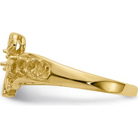 14K Yellow Gold Mother's Ring with Angel and Four Round Stone Settings by Oro Pregiato
