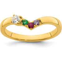 14K Yellow Gold Mother's Ring with Diamond and 3 Birthstones - Customizable Birthstone Ring by Oro Pregiato