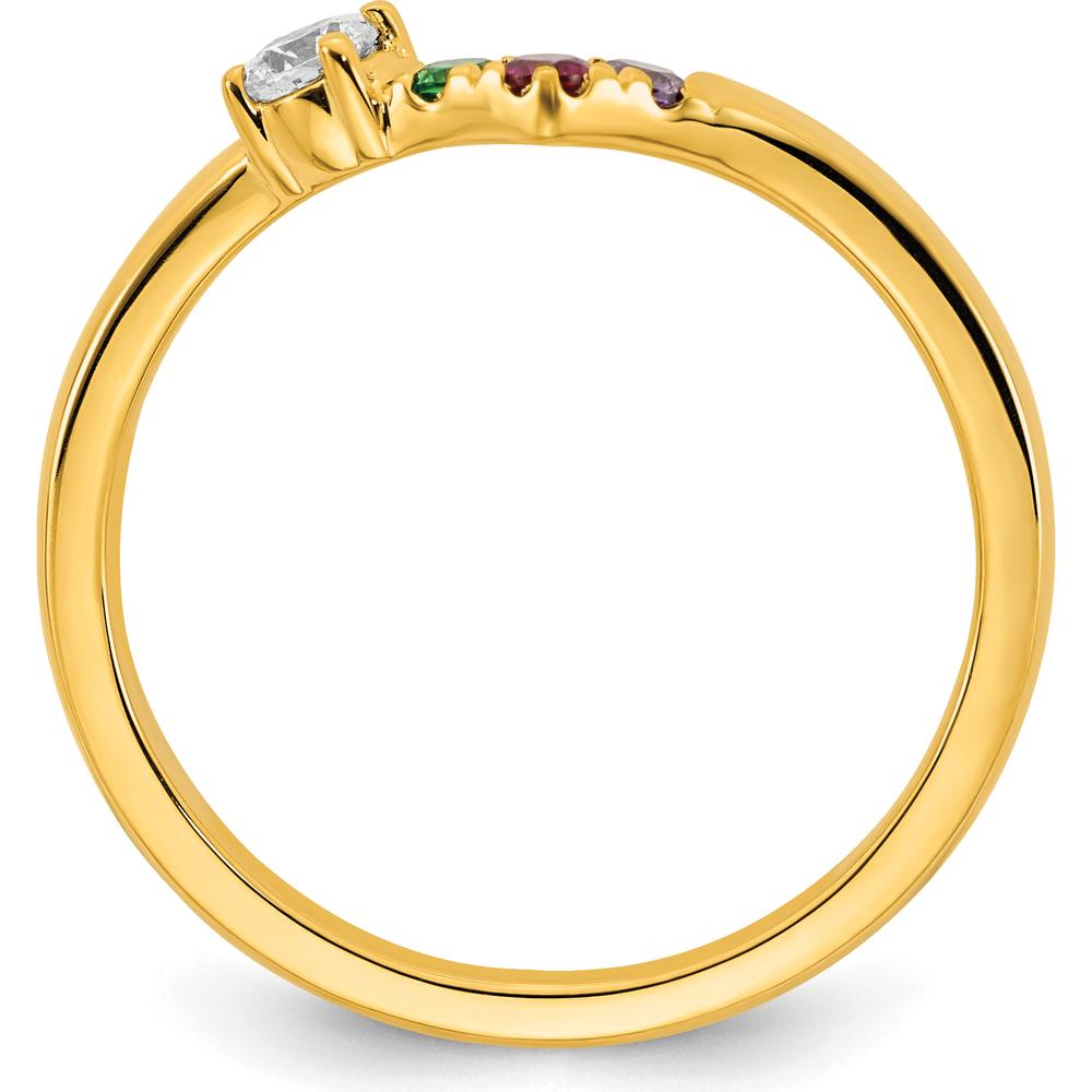 14K Yellow Gold Mother's Ring with Diamond and 3 Birthstones - Customizable Birthstone Ring by Oro Pregiato