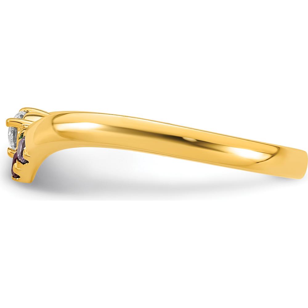 14K Yellow Gold Mother's Ring with Diamond and 3 Birthstones - Customizable Birthstone Ring by Oro Pregiato