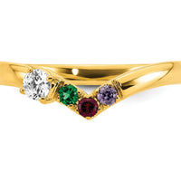14K Yellow Gold Mother's Ring with Diamond and 3 Birthstones - Customizable Birthstone Ring by Oro Pregiato