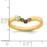 14K Yellow Gold Mother's Ring with Diamond and 3 Birthstones - Customizable Birthstone Ring by Oro Pregiato