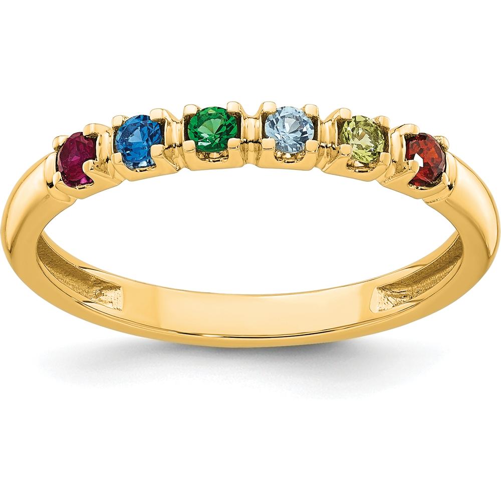 14K Yellow Gold Mother's Ring with Six Prong Settings for Personalized Gemstones by Oro Pregiato