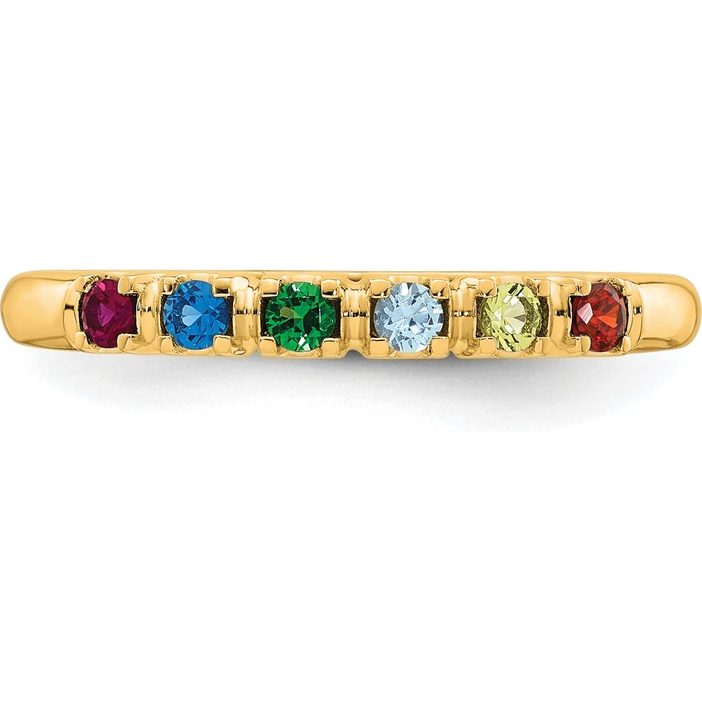 14K Yellow Gold Mother's Ring with Six Prong Settings for Personalized Gemstones by Oro Pregiato