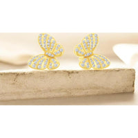 14K Yellow Gold Motif Butterfly Earrings with Round Brilliant Cut Diamonds - 1.835 Carat Total Diamond Weight - Royal Jewelry