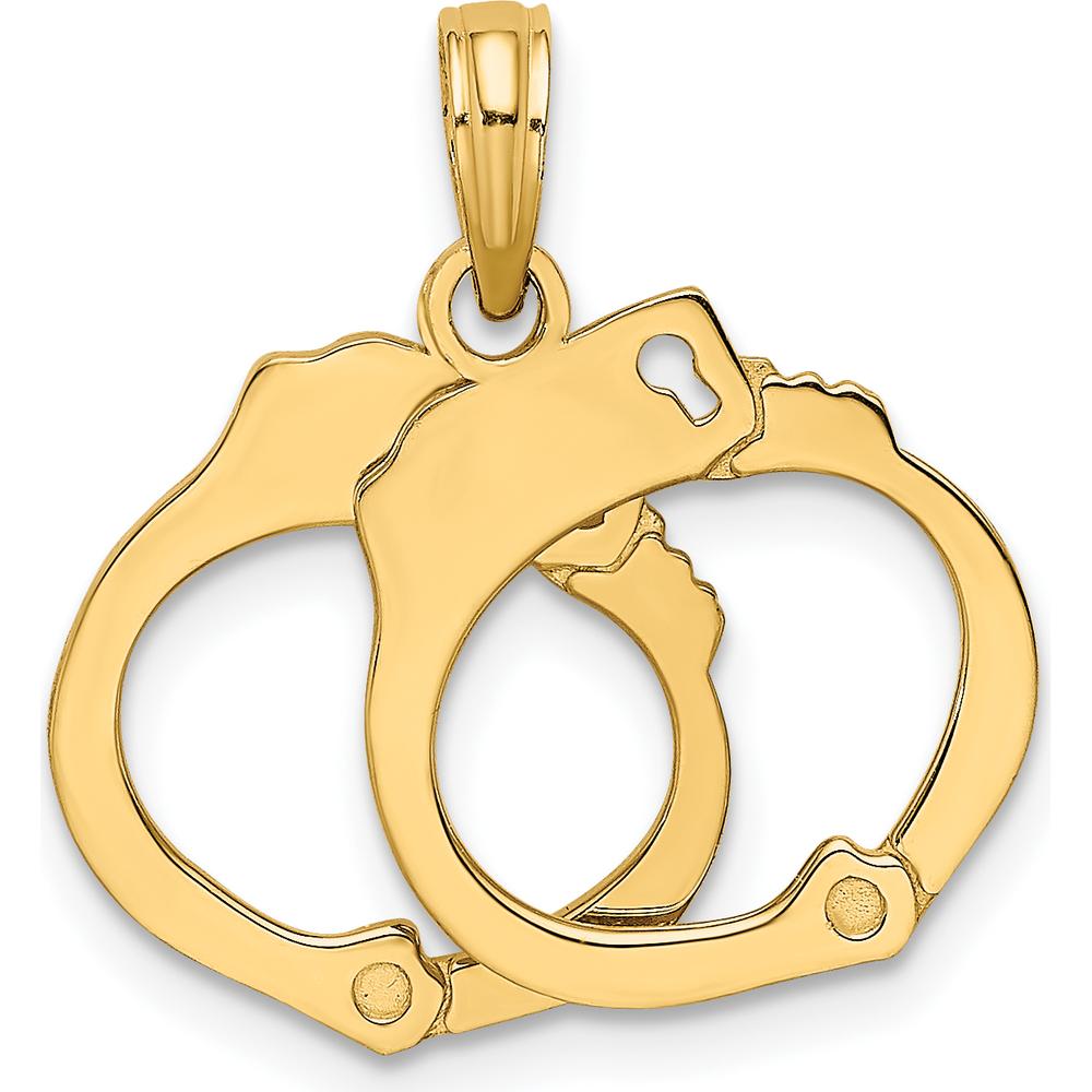 14K Yellow Gold Moveable 2-Piece Handcuffs Charm Pendant by Oro Pregiato