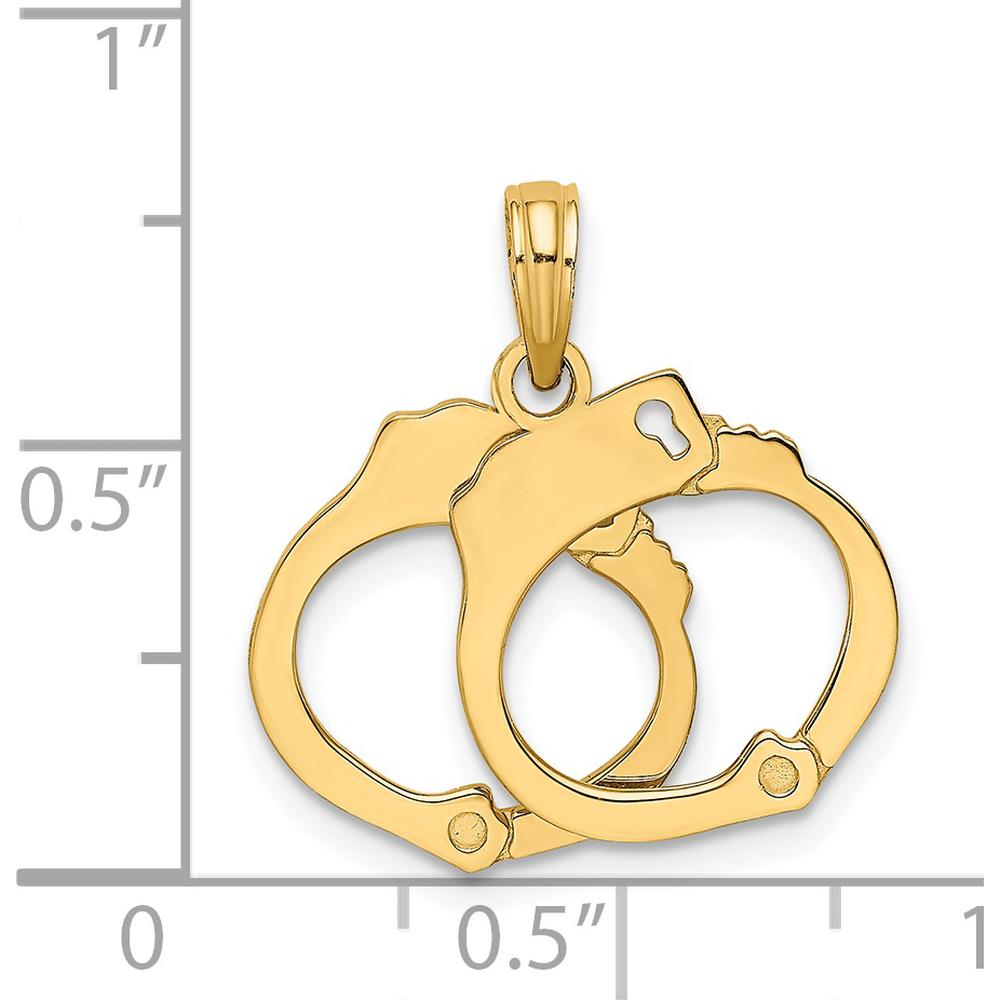 14K Yellow Gold Moveable 2-Piece Handcuffs Charm Pendant by Oro Pregiato
