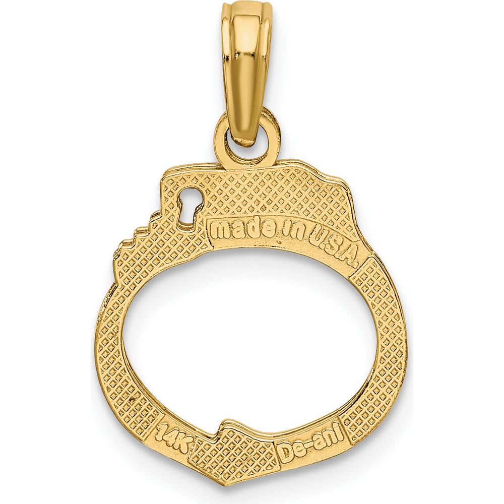 14K Yellow Gold Moveable 2-Piece Handcuffs Charm Pendant by Oro Pregiato
