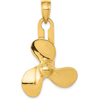 14K Yellow Gold Moveable 3 Blade Propeller Pendant - Nautical-Inspired Design by Oro Pregiato