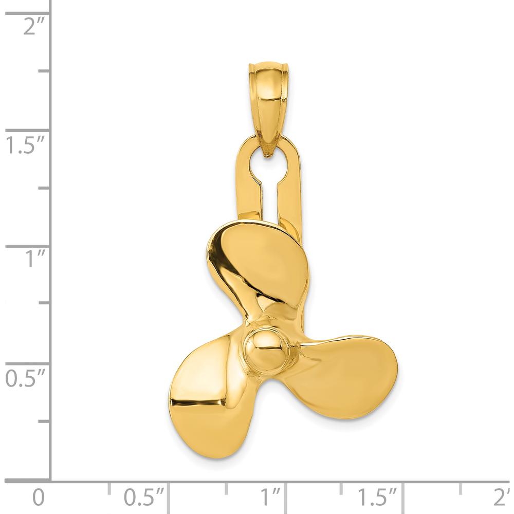14K Yellow Gold Moveable 3 Blade Propeller Pendant - Nautical-Inspired Design by Oro Pregiato