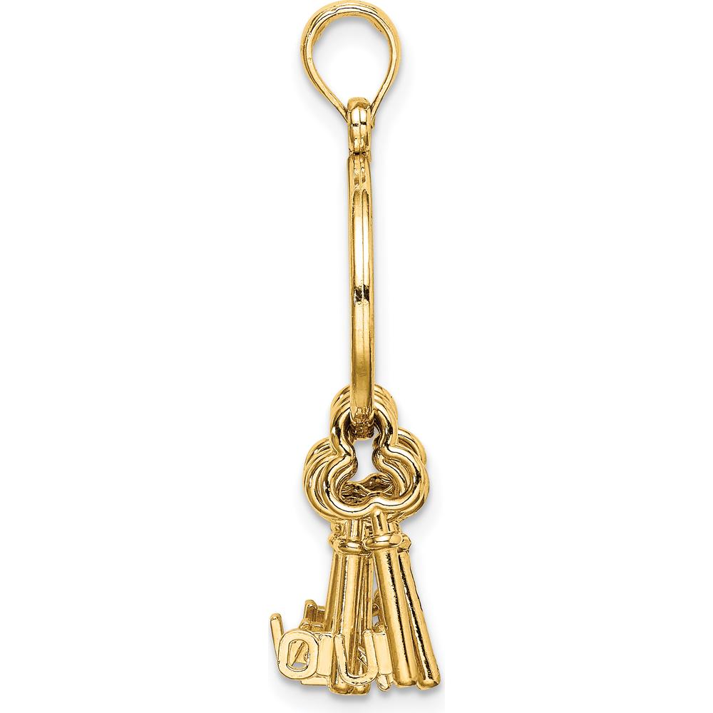 14K Yellow Gold Moveable 3D "I LOVE YOU" Key Chain Charm - Unique Pendant for Romantic Gifts by Oro Pregiato