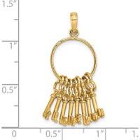 14K Yellow Gold Moveable 3D "I LOVE YOU" Key Chain Charm - Unique Pendant for Romantic Gifts by Oro Pregiato
