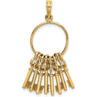 14K Yellow Gold Moveable 3D "I LOVE YOU" Key Chain Charm - Unique Pendant for Romantic Gifts by Oro Pregiato