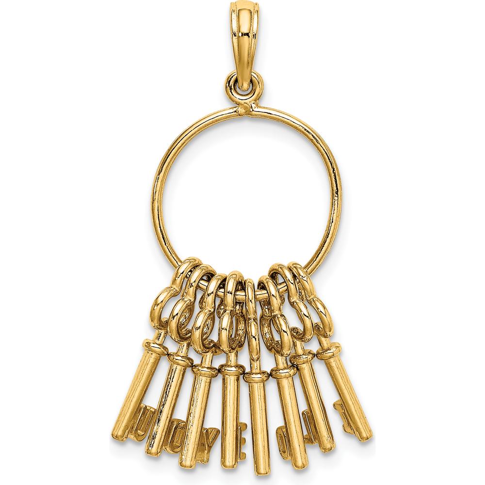 14K Yellow Gold Moveable 3D "I LOVE YOU" Key Chain Charm - Unique Pendant for Romantic Gifts by Oro Pregiato