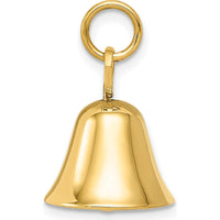 14K Yellow Gold Moveable 3D Wedding Bell Charm - 15mm x 12mm