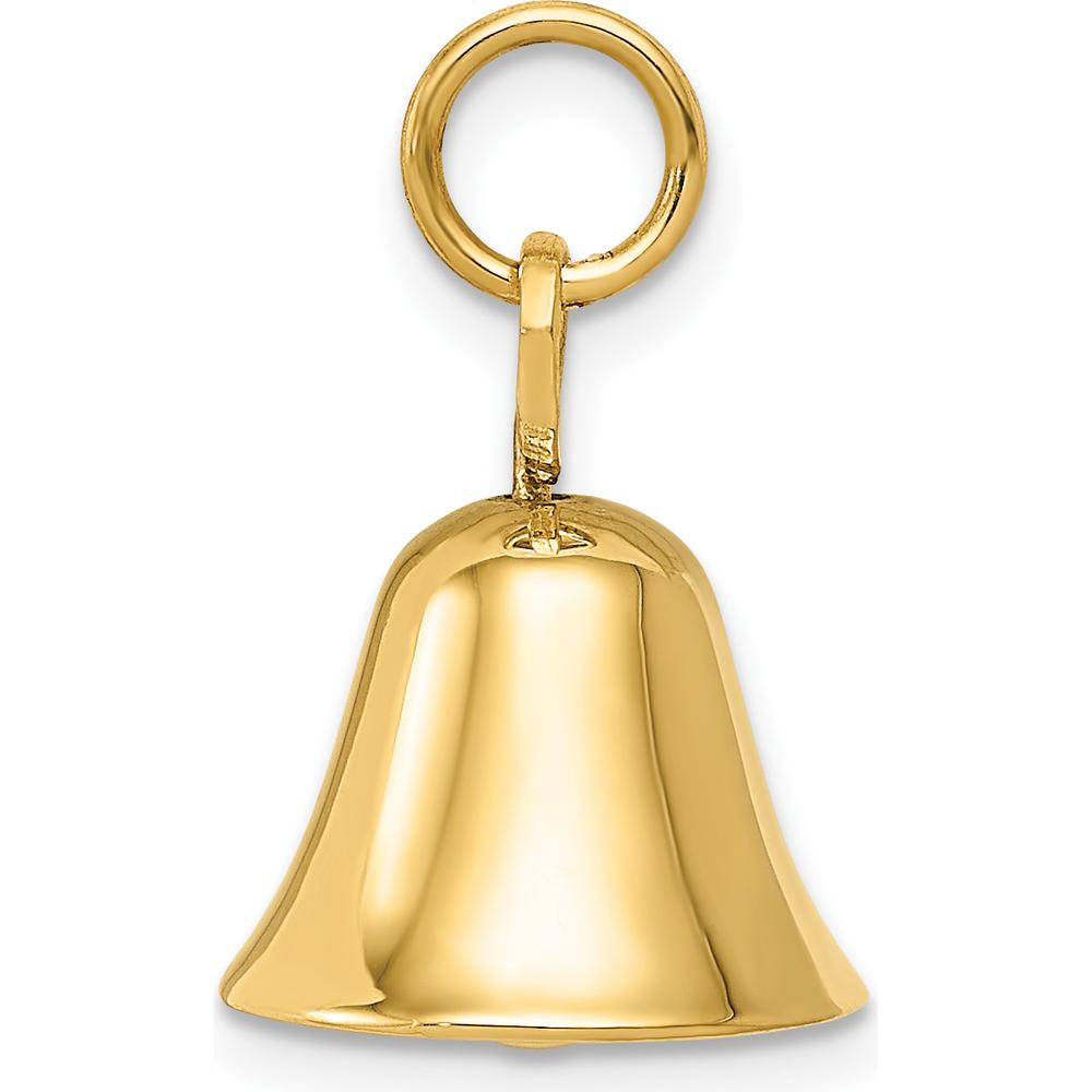 14K Yellow Gold Moveable 3D Wedding Bell Charm - 15mm x 12mm