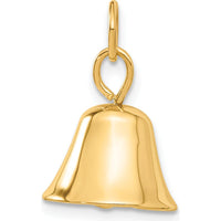 14K Yellow Gold Moveable 3D Wedding Bell Charm - 15mm x 12mm